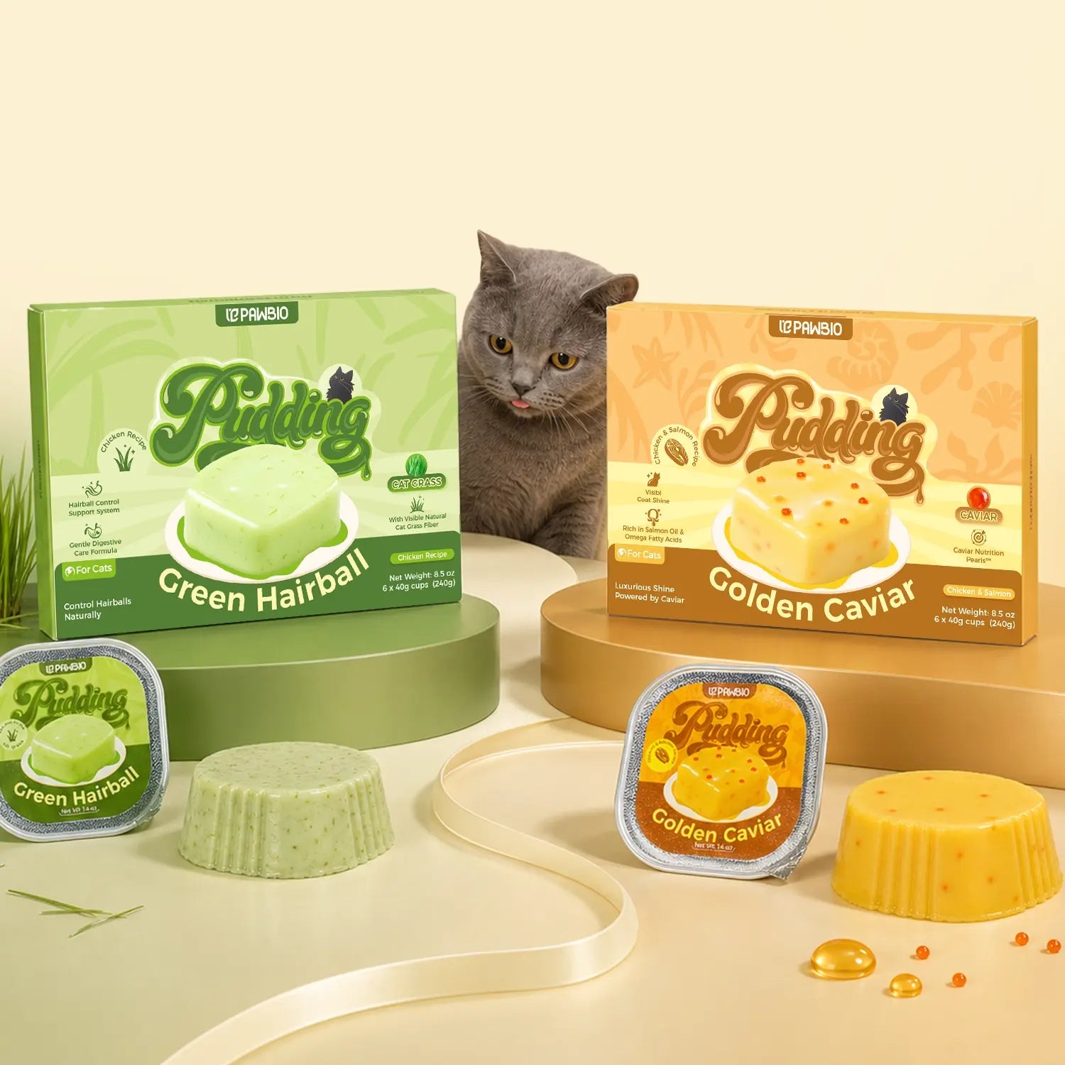 Cat Pudding Care Duo – Skin & Coat + Hairball & Digestive Support