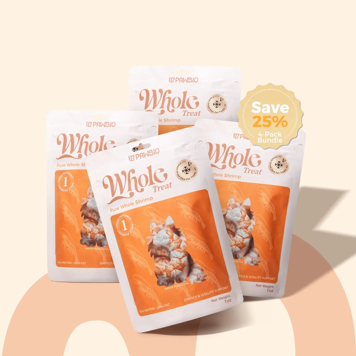 Freeze-Dried Whole White Shrimp – Single-Ingredient High-Protein Treats for Cats &amp; Dogs