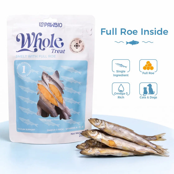 Freeze-Dried Smelt with Full Roe – Single-Ingredient Fish Treats for Cats & Dogs