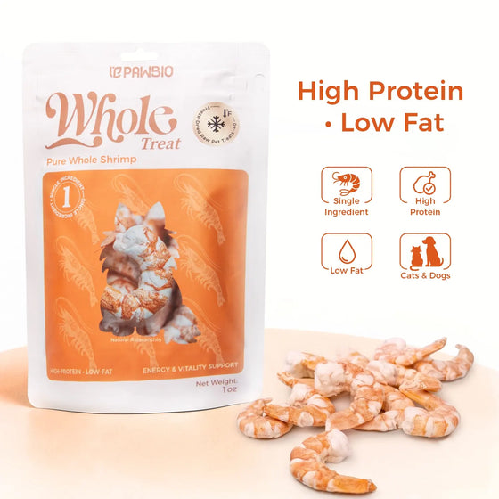 Freeze-Dried Whole White Shrimp – Single-Ingredient High-Protein Treats for Cats & Dogs