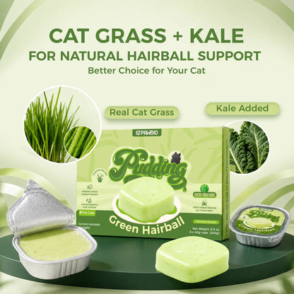 Green Garden Hairball &amp; Digestive Care Pudding Treat for Cats – Chicken &amp; Cat Grass