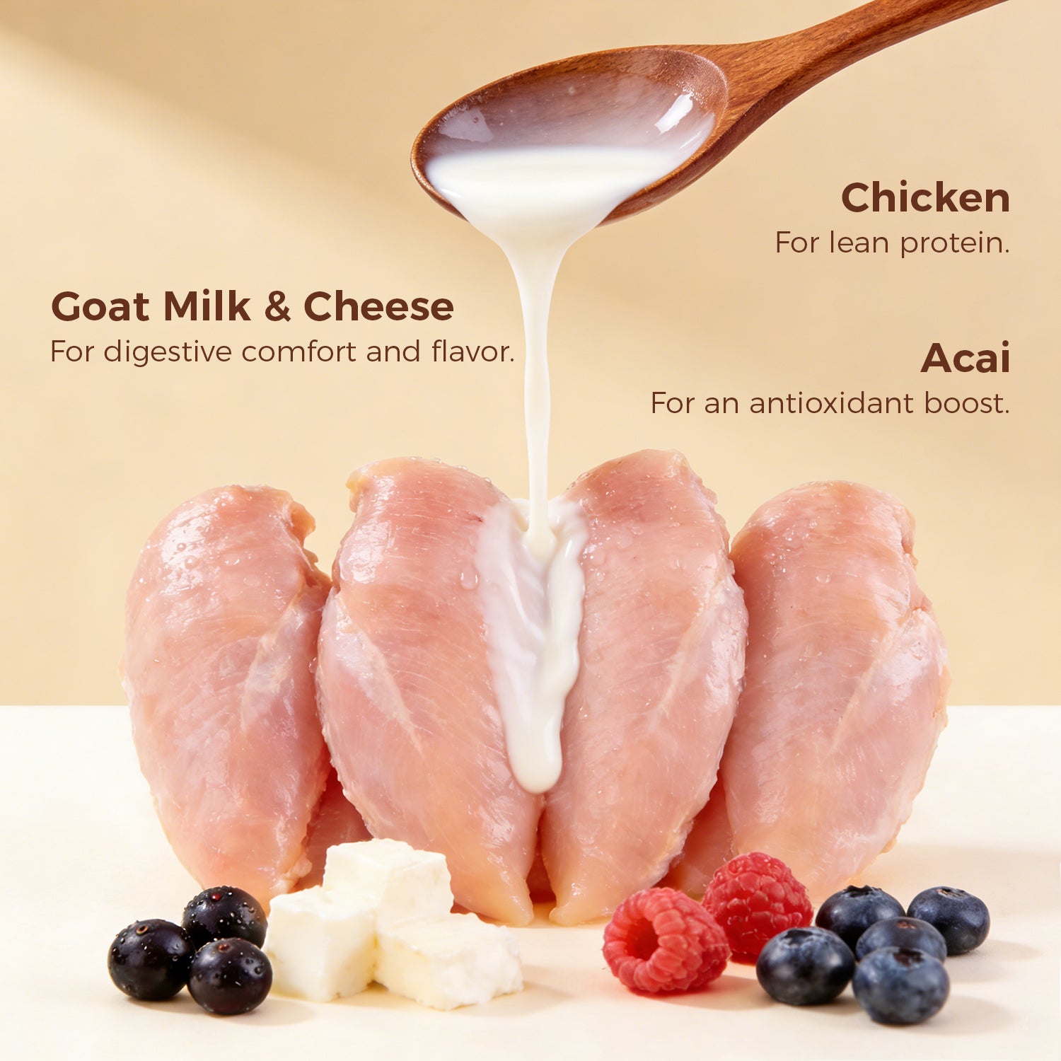 Acai Superfood Mousse 🫐 Digestive Support for Pets (12 Cups) | Tasty Goat Cheese