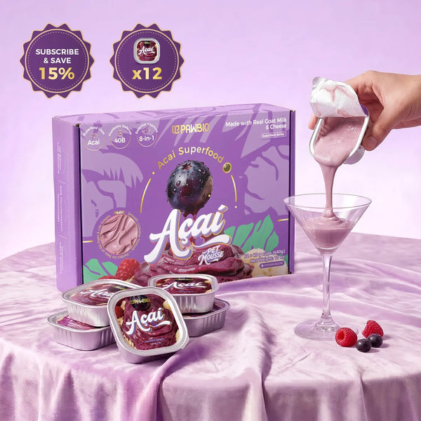Acai Superfood Mousse 🫐 Digestive Support for Pets (12 Cups) | Tasty Goat Cheese